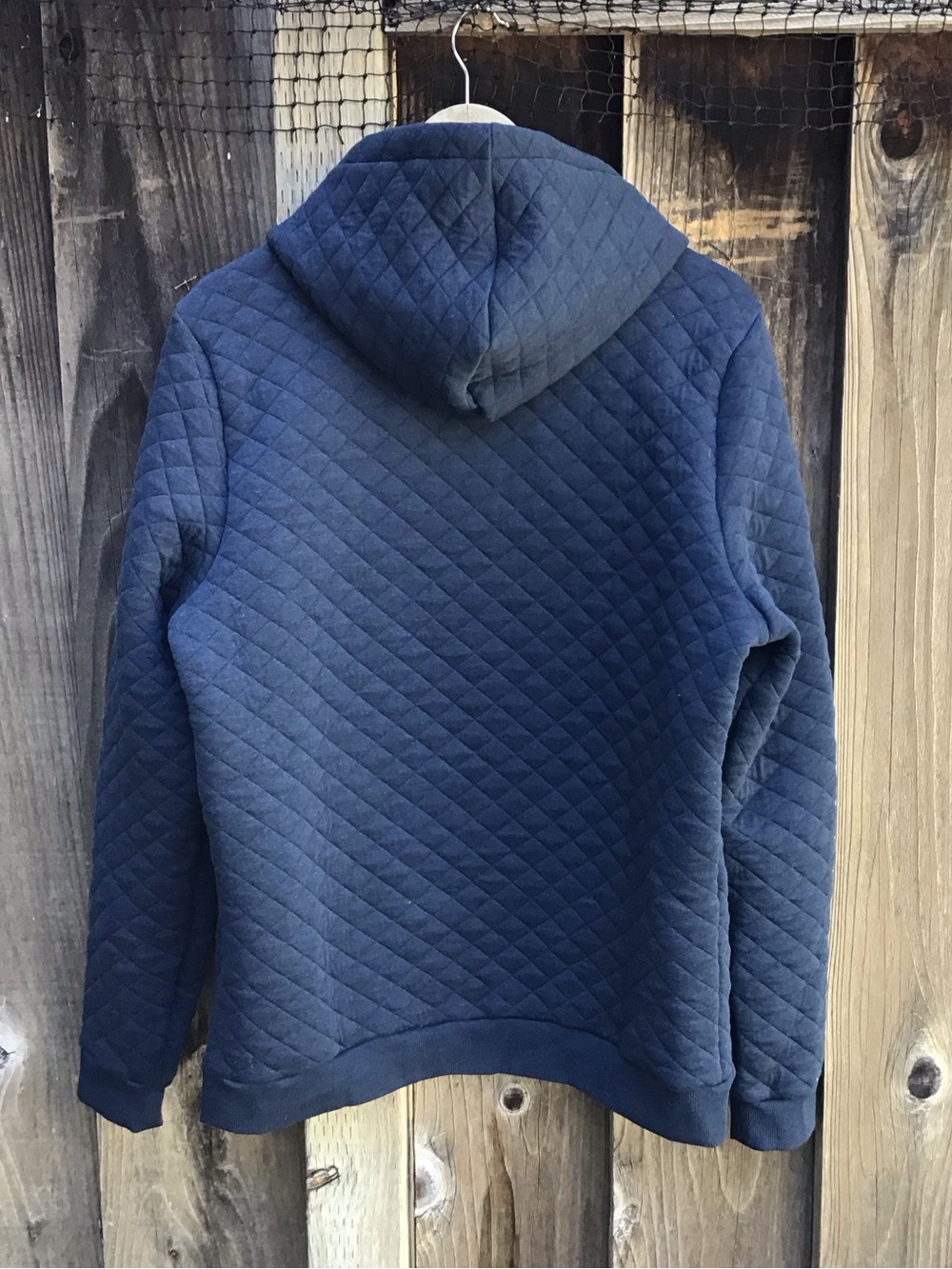 Marine Layer Quilted Zip Hoodie Mens Large Navy Blue Diamond Stitch Casual - Picture 6 of 6